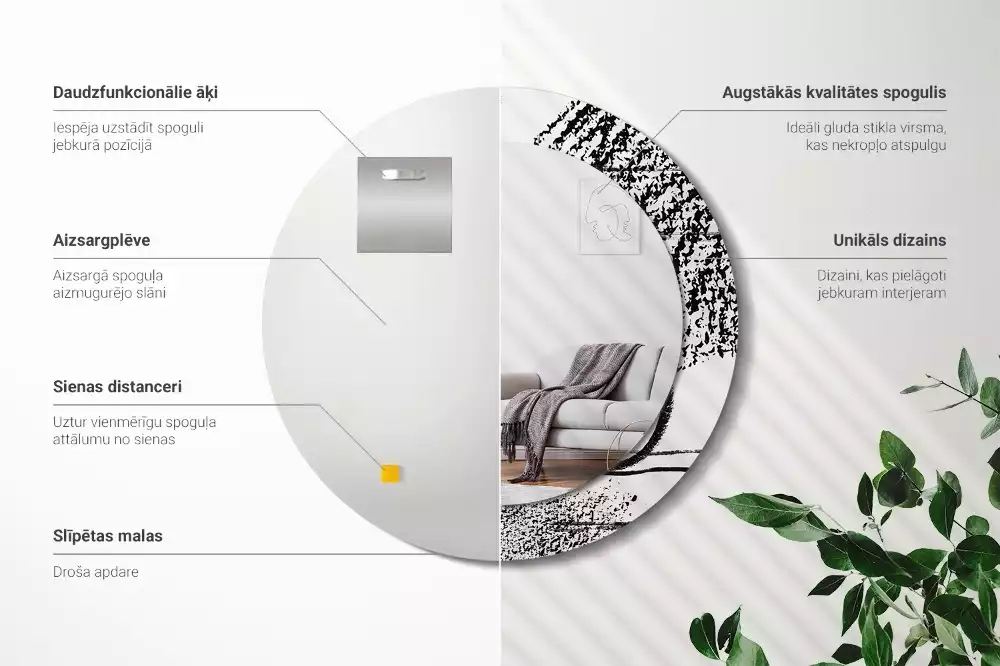 Miroir rond avec décoration Motif graffiti