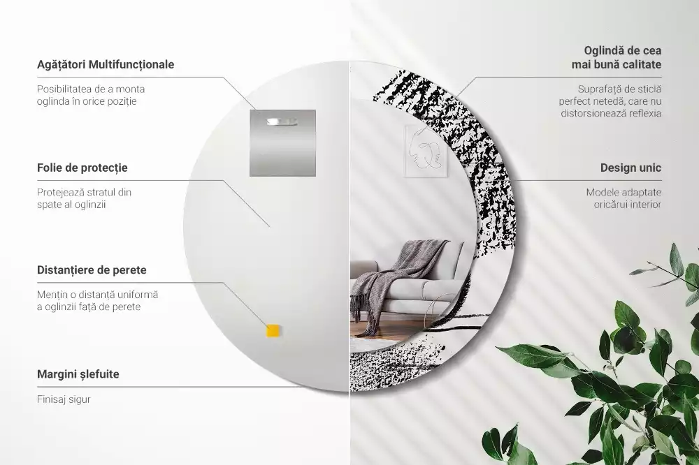 Miroir rond avec décoration Motif graffiti