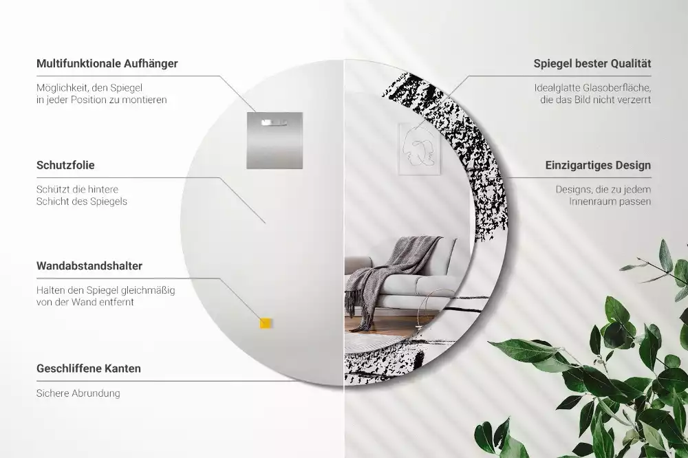 Miroir rond avec décoration Motif graffiti