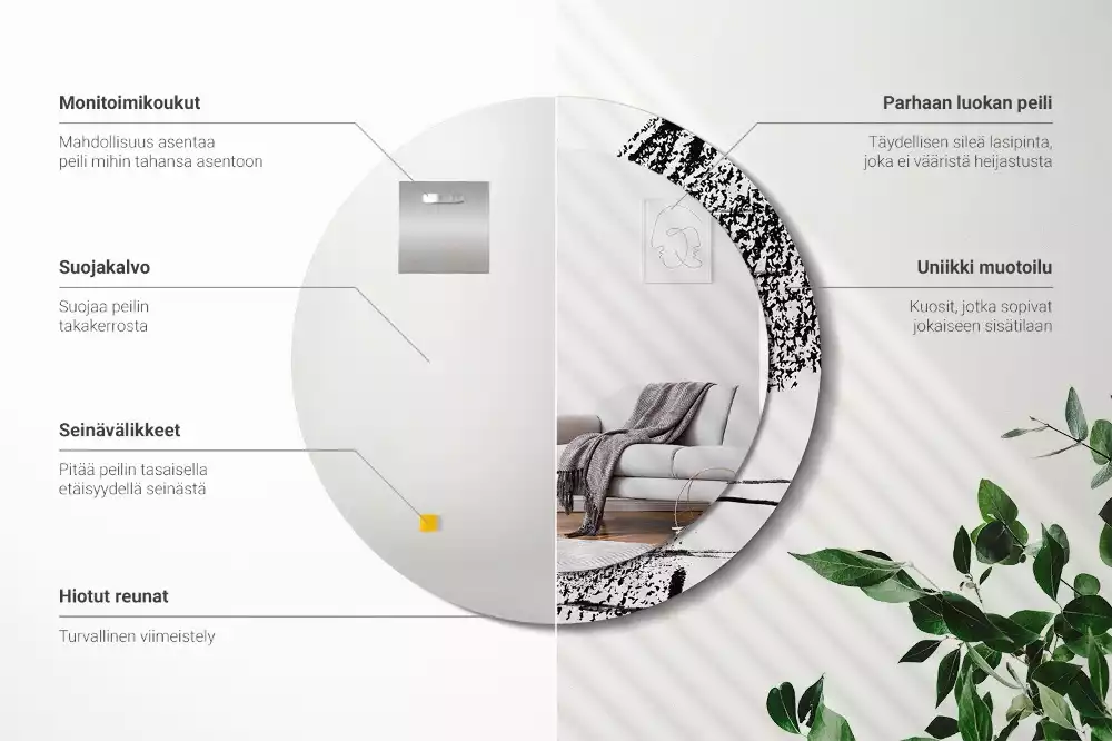 Miroir rond avec décoration Motif graffiti