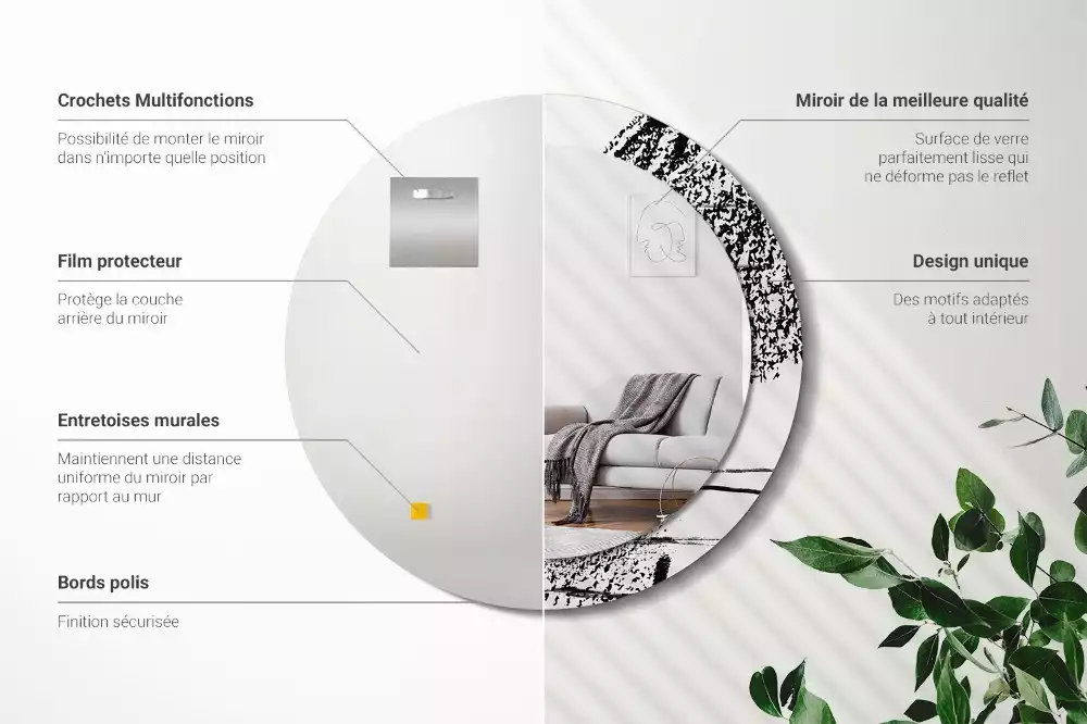 Miroir rond avec décoration Motif graffiti