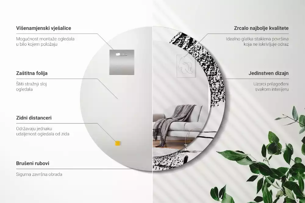 Miroir rond avec décoration Motif graffiti