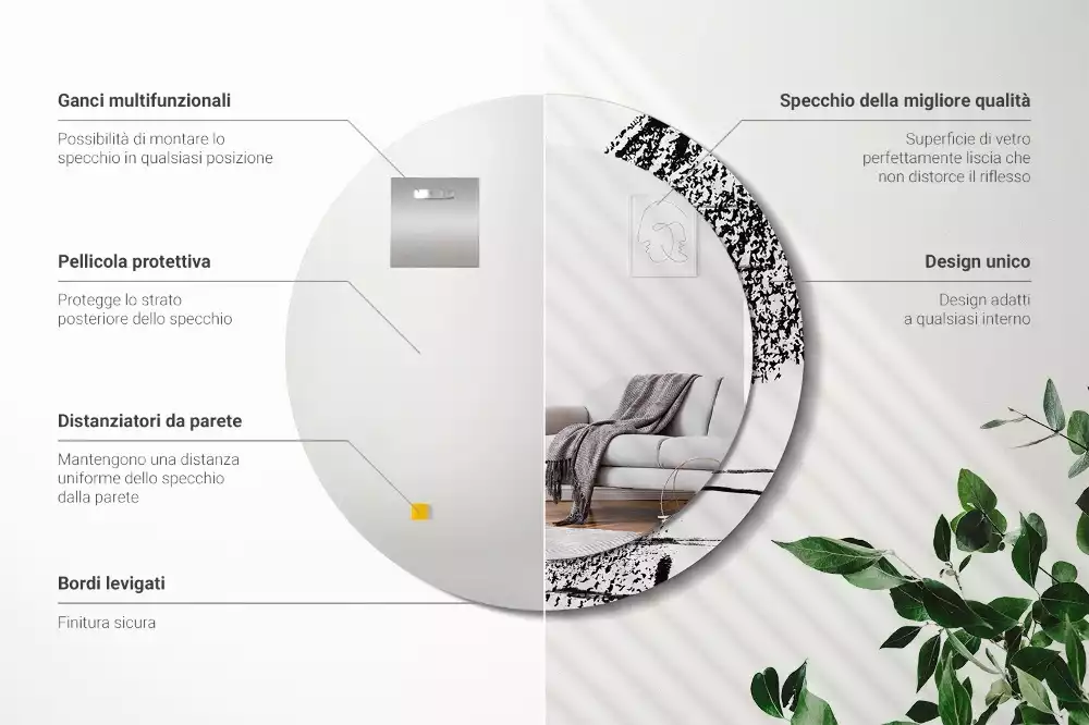 Miroir rond avec décoration Motif graffiti