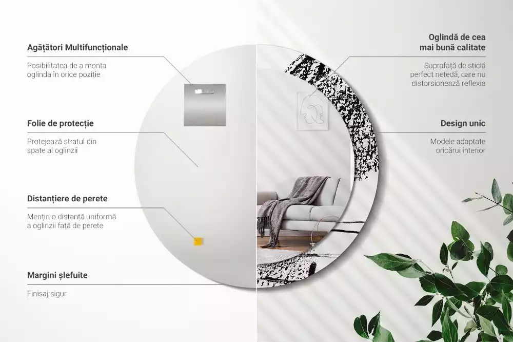 Miroir rond avec décoration Motif graffiti