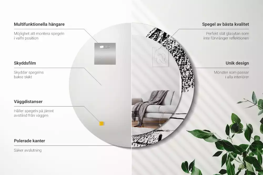 Miroir rond avec décoration Motif graffiti