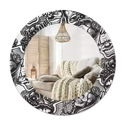 Miroir rond cadre avec impression Graffiti clowns