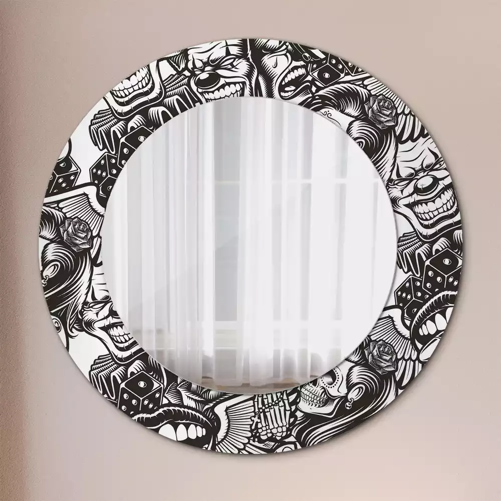 Miroir rond cadre avec impression Graffiti clowns