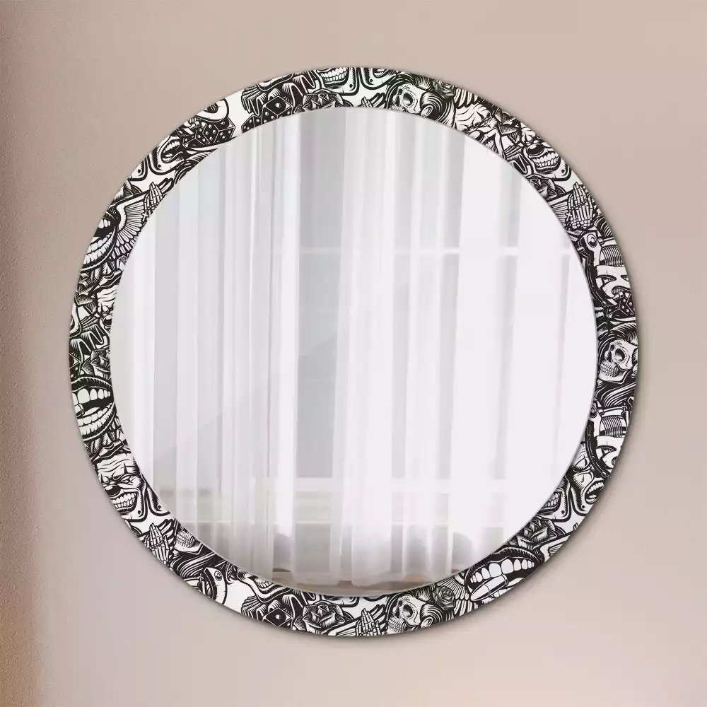 Miroir rond cadre avec impression Graffiti clowns