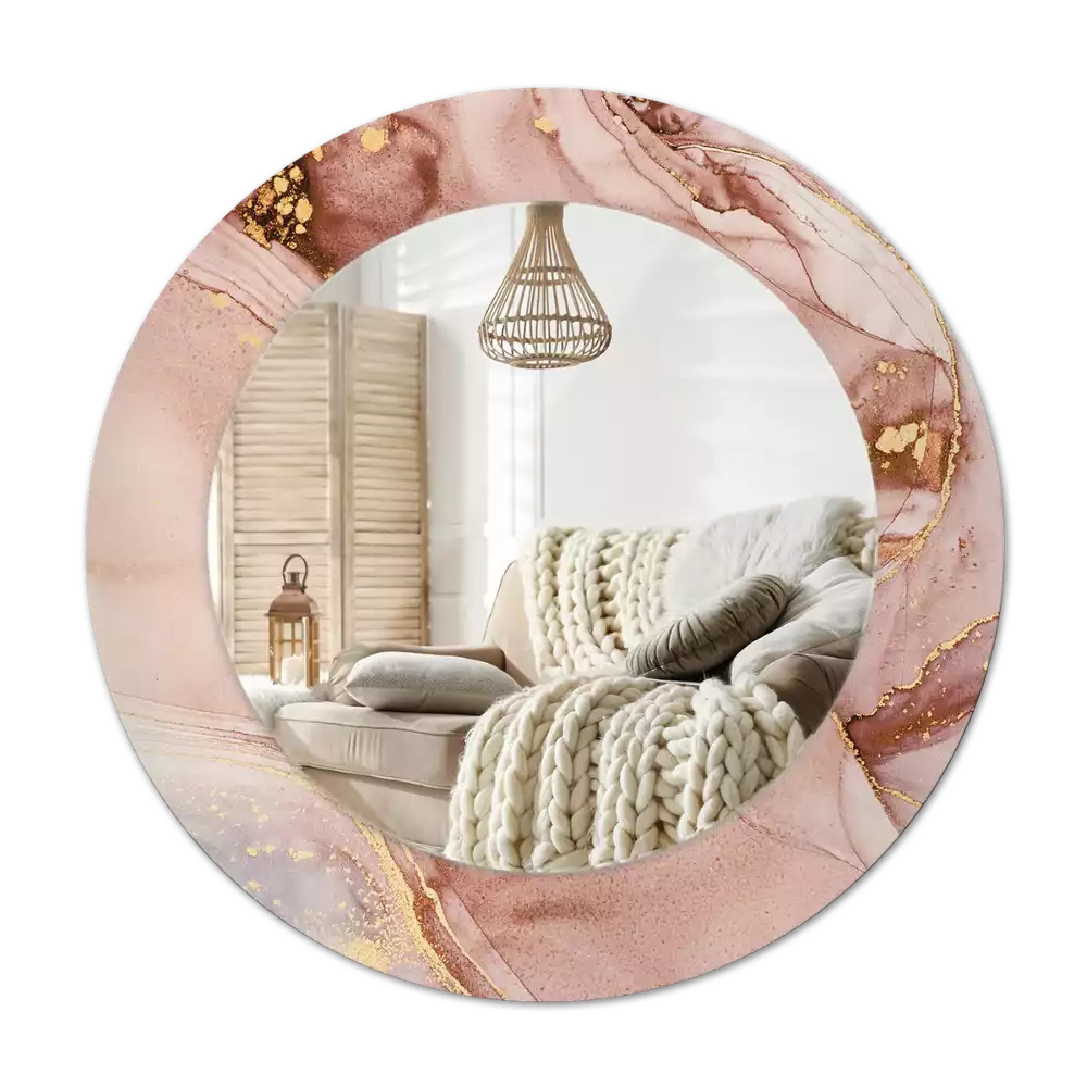 Miroir rond cadre avec impression Fluide abstrait