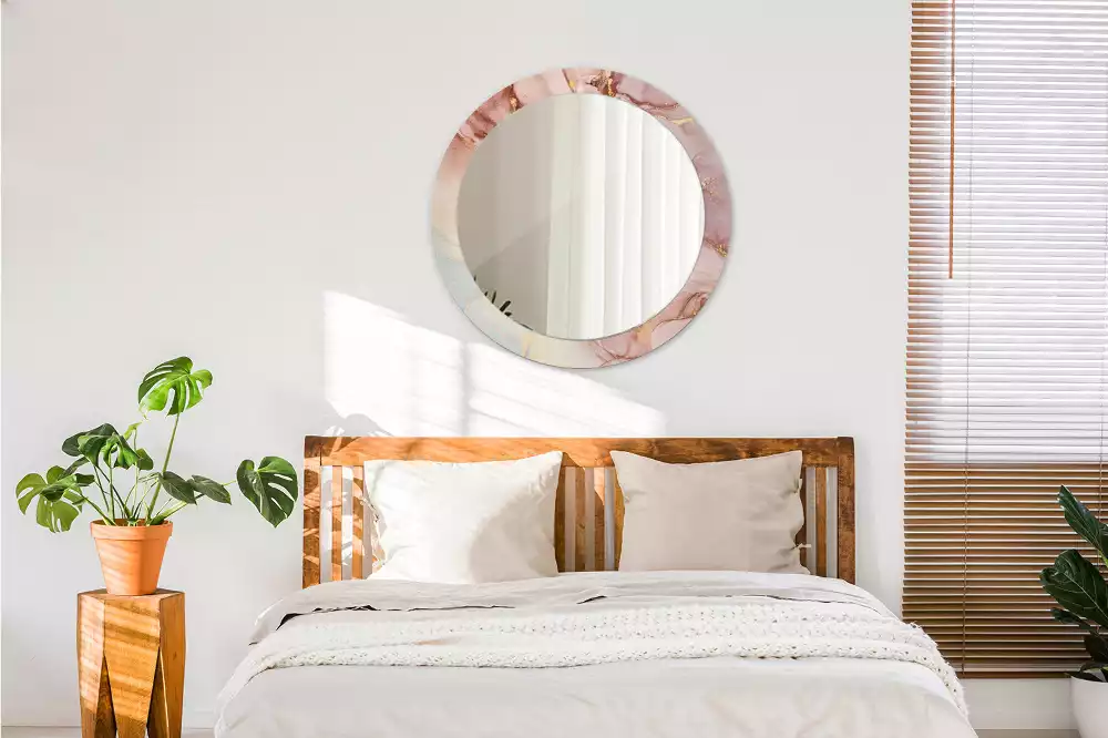 Miroir rond cadre avec impression Fluide abstrait