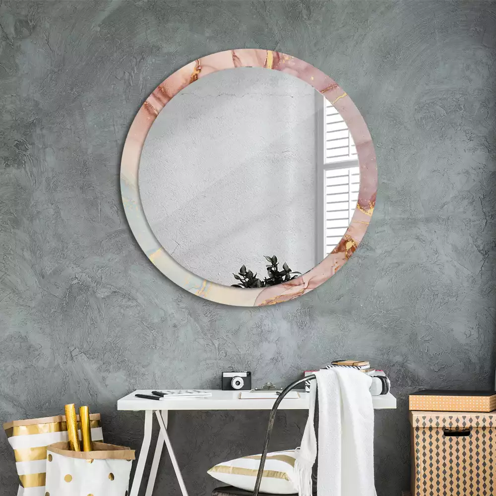 Miroir rond cadre avec impression Fluide abstrait