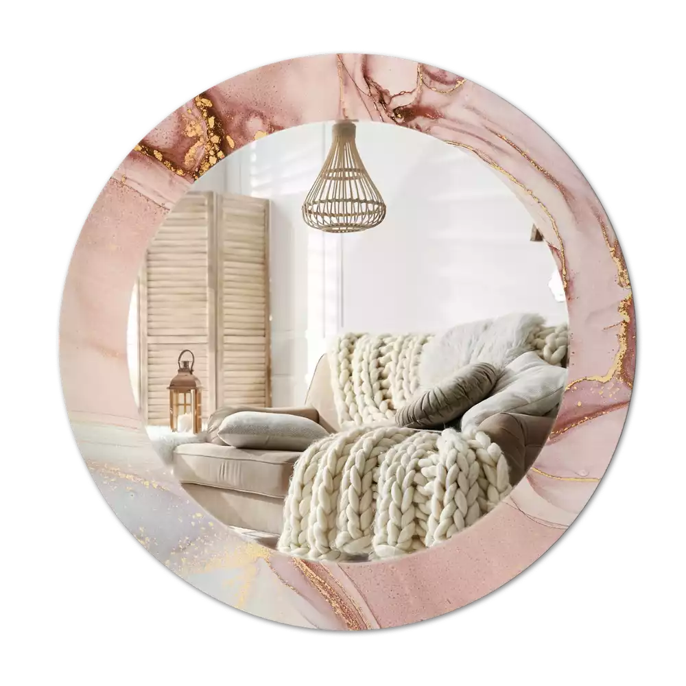 Miroir rond cadre avec impression Fluide abstrait