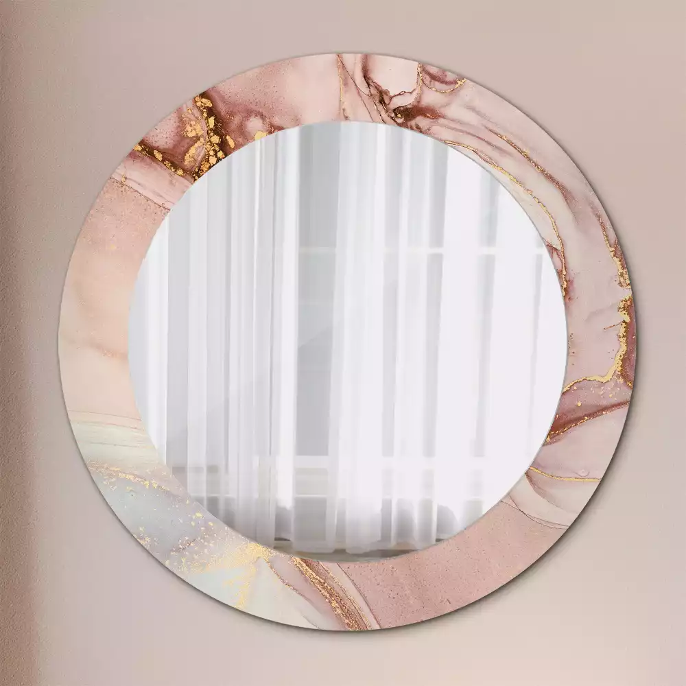 Miroir rond cadre avec impression Fluide abstrait