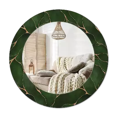Miroir rond avec décoration Feuille abstraite