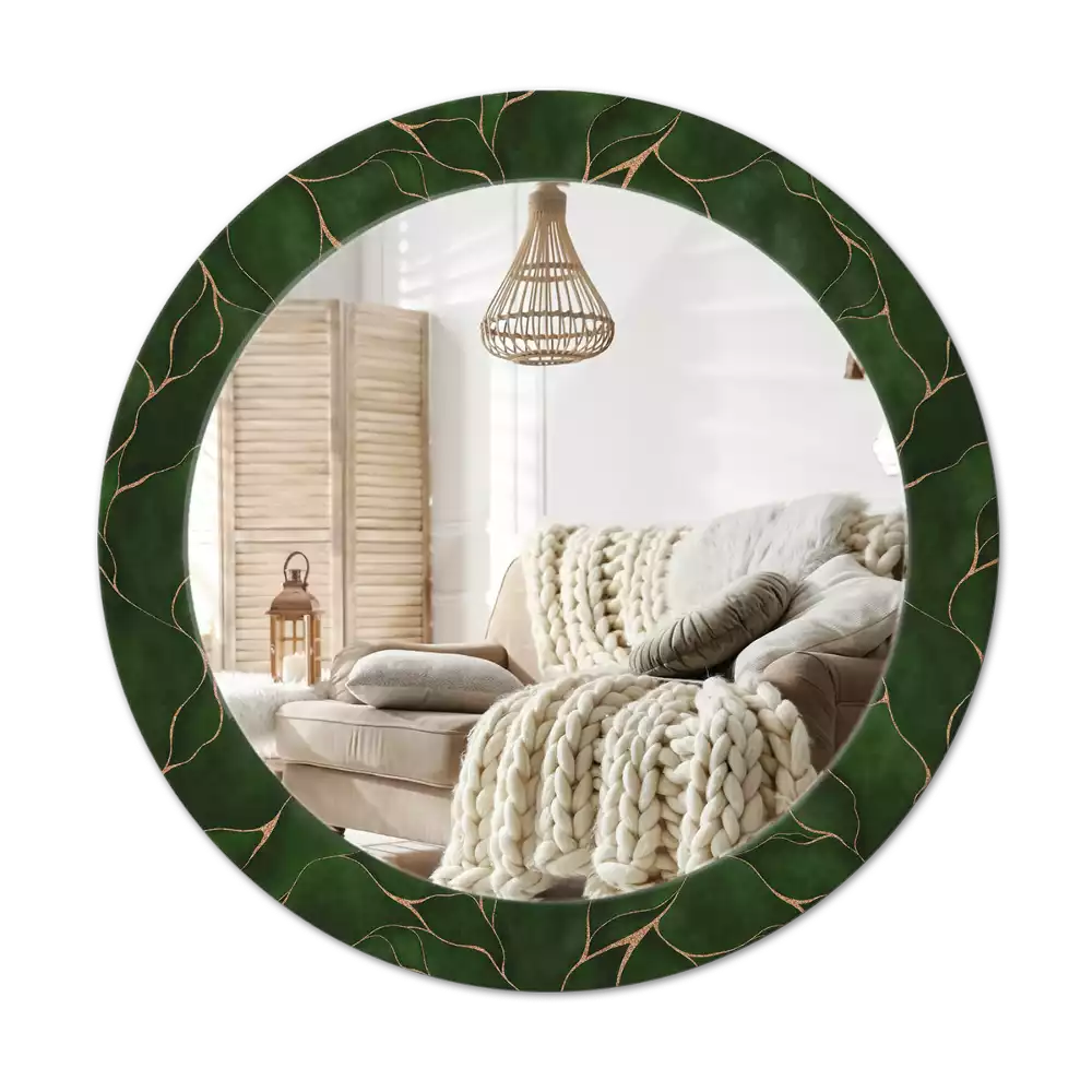 Miroir rond avec décoration Feuille abstraite