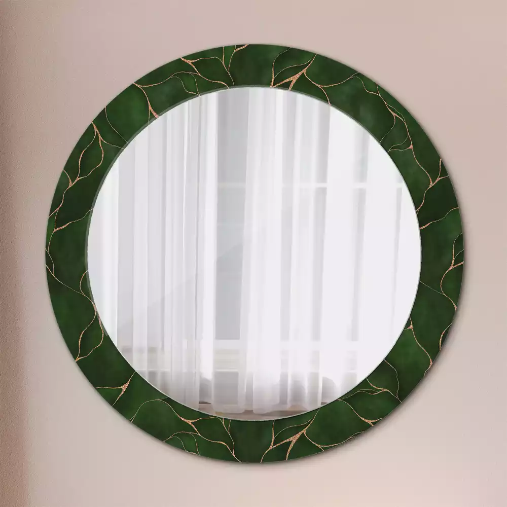 Miroir rond avec décoration Feuille abstraite
