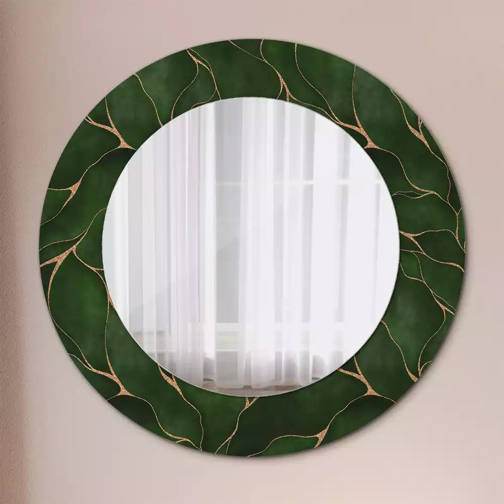 Miroir rond avec décoration Feuille abstraite