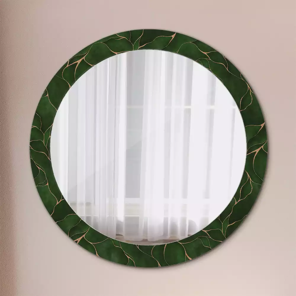 Miroir rond avec décoration Feuille abstraite