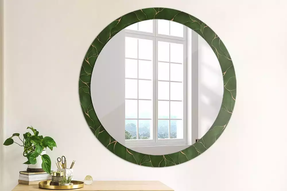 Miroir rond avec décoration Feuille abstraite