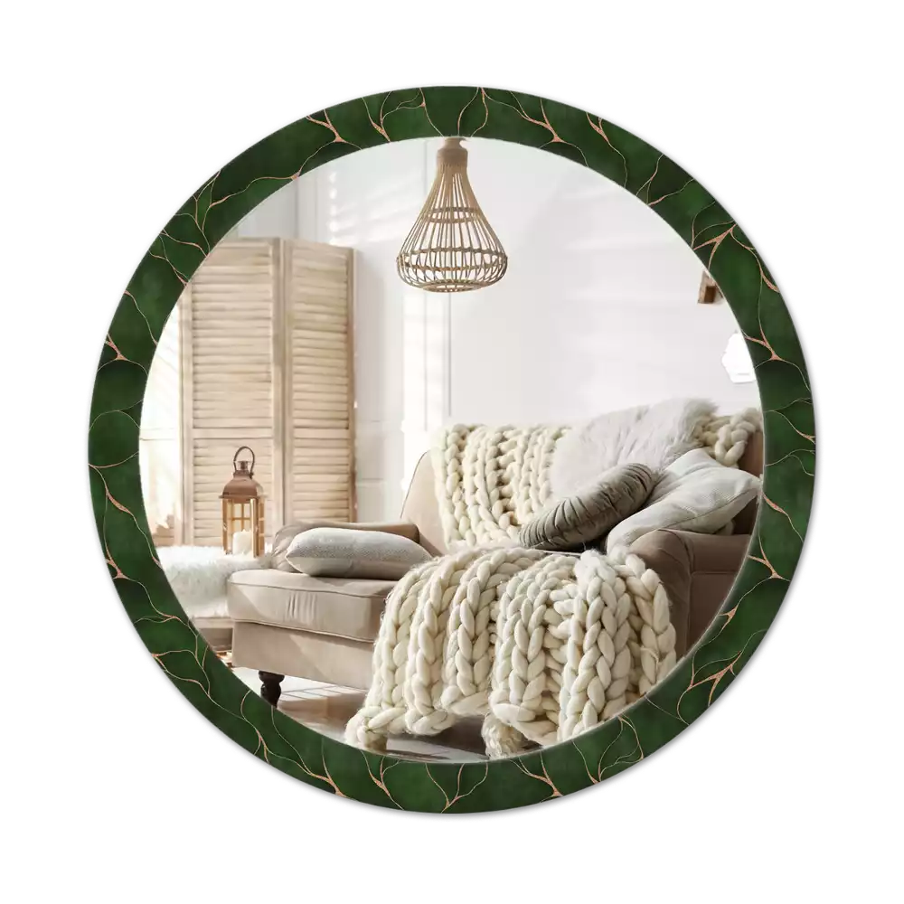 Miroir rond avec décoration Feuille abstraite
