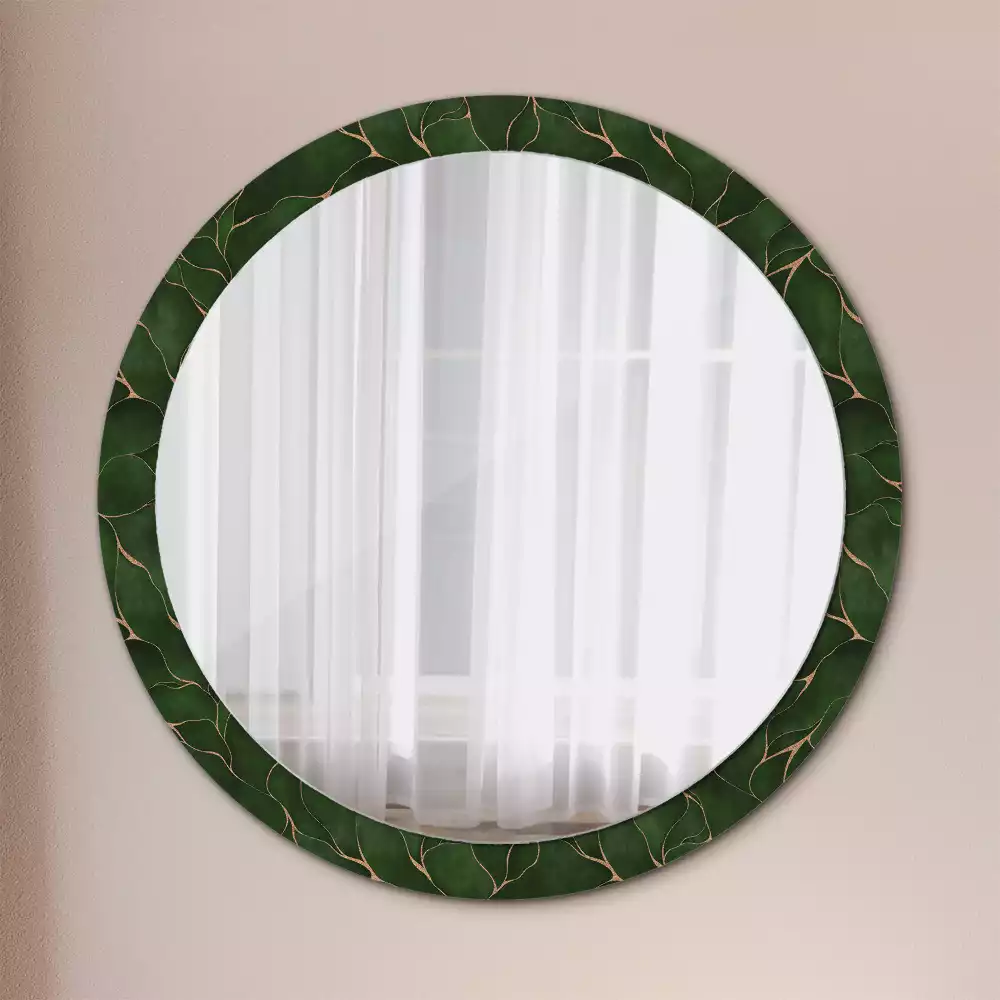 Miroir rond avec décoration Feuille abstraite