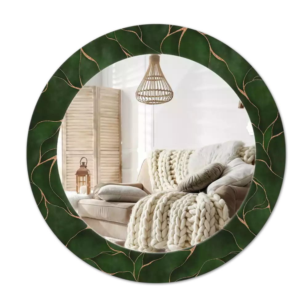 Miroir rond avec décoration Feuille abstraite