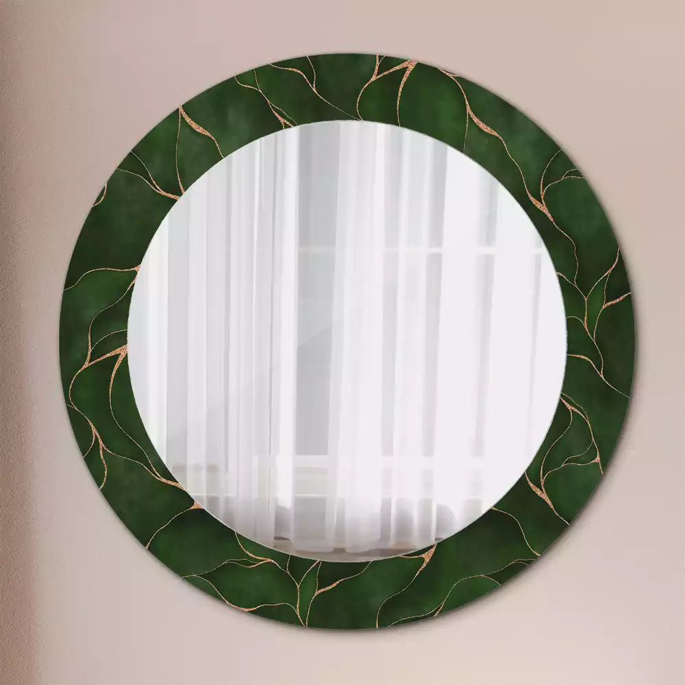 Miroir rond avec décoration Feuille abstraite