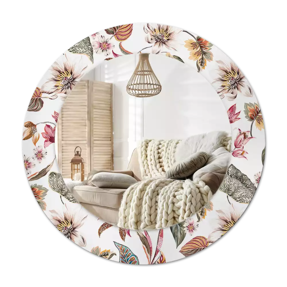 Miroir rond avec décoration Fleurs vintage