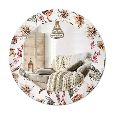Miroir rond avec décoration Fleurs vintage