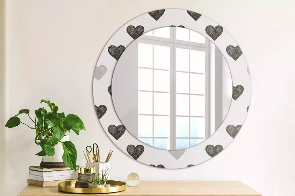 Miroir rond imprimé Cœurs abstraits