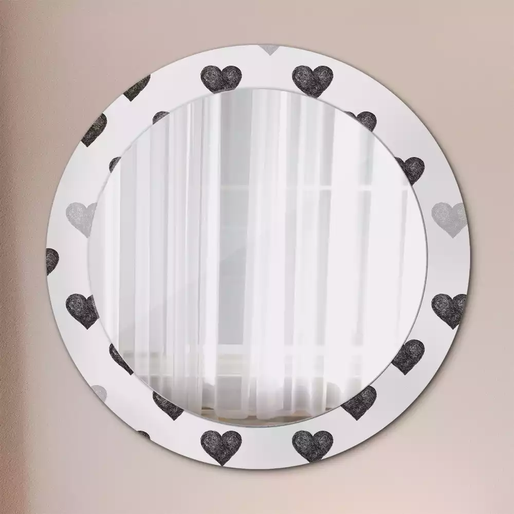Miroir rond imprimé Cœurs abstraits