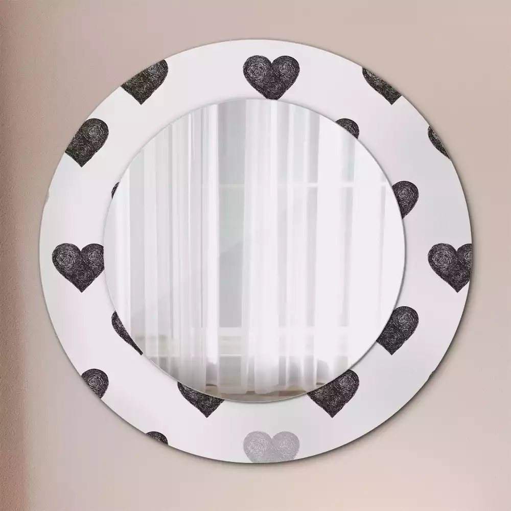 Miroir rond imprimé Cœurs abstraits
