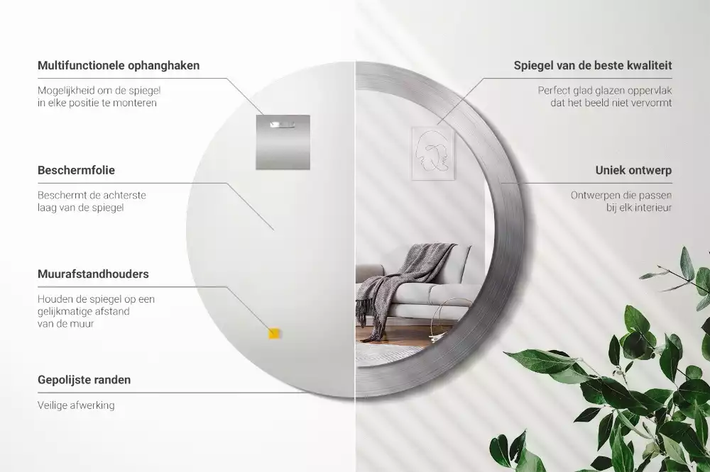 Miroir rond imprimé Imitation métal