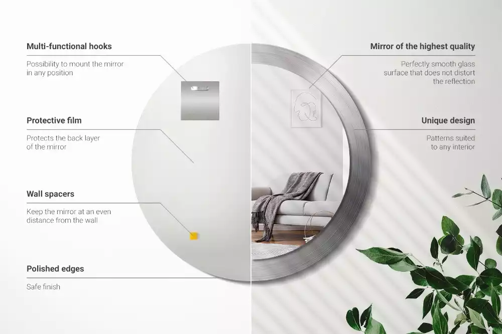 Miroir rond imprimé Imitation métal