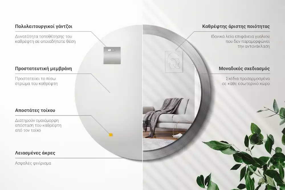 Miroir rond imprimé Imitation métal