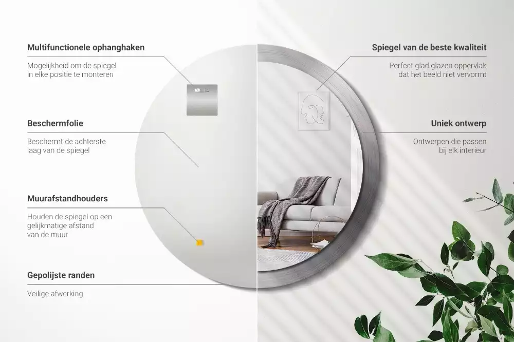 Miroir rond imprimé Imitation métal