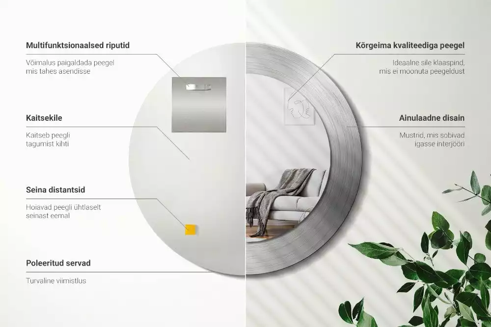 Miroir rond imprimé Imitation métal