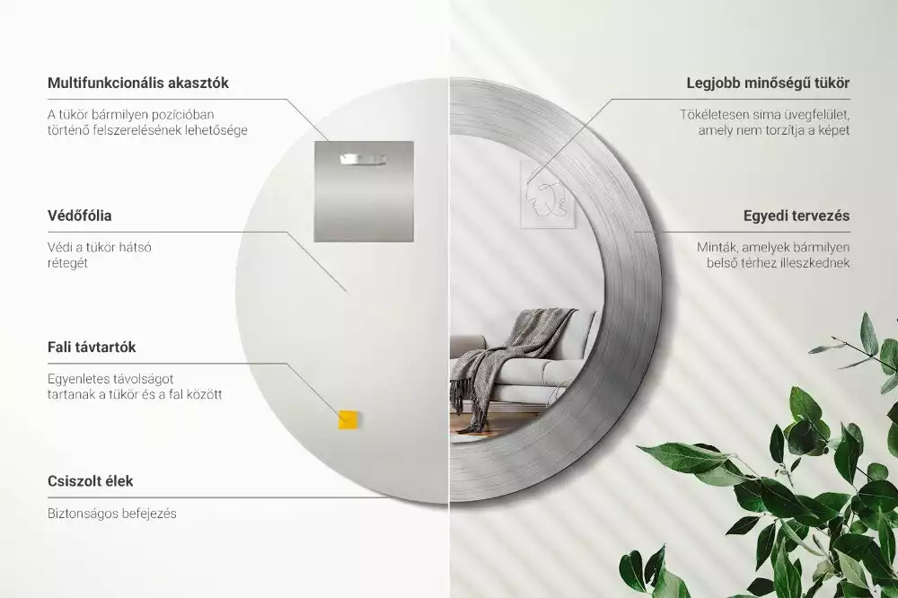 Miroir rond imprimé Imitation métal