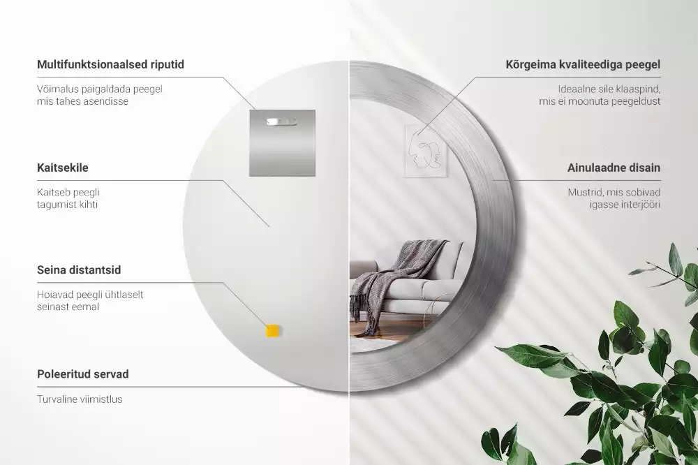 Miroir rond imprimé Imitation métal