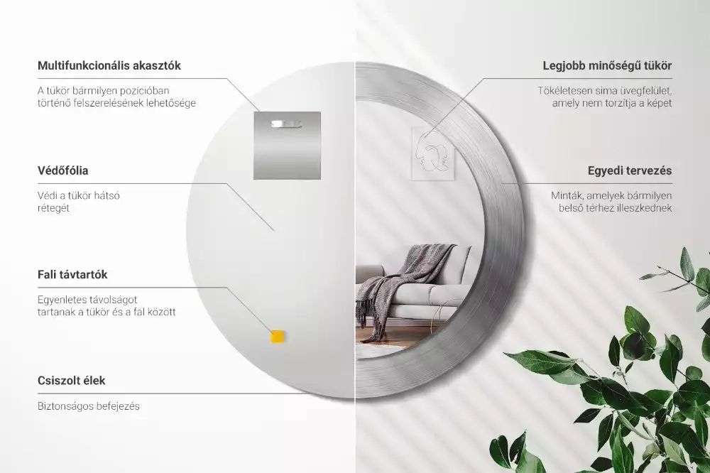 Miroir rond imprimé Imitation métal