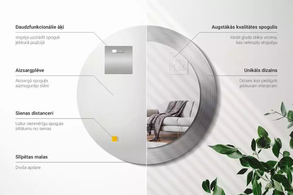 Miroir rond imprimé Imitation métal