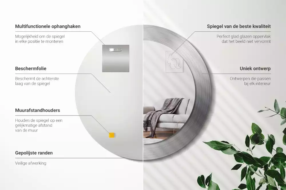 Miroir rond imprimé Imitation métal