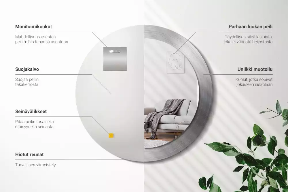 Miroir rond imprimé Imitation métal