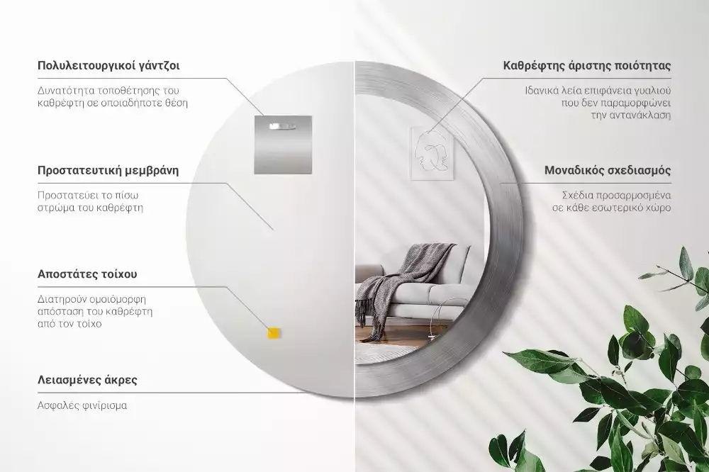 Miroir rond imprimé Imitation métal