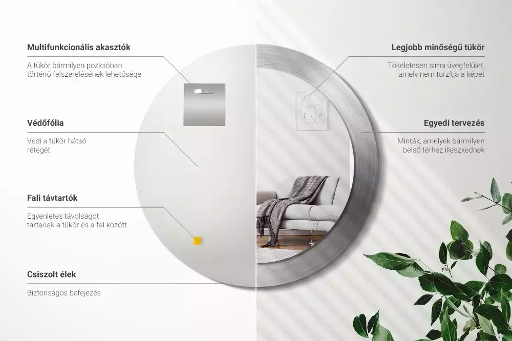 Miroir rond imprimé Imitation métal