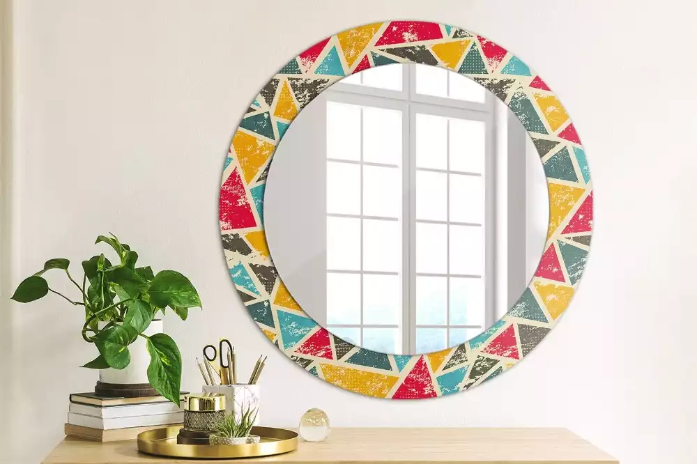 Miroir rond avec décoration Composition rétro