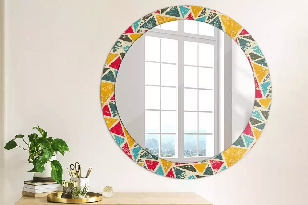 Miroir rond avec décoration Composition rétro
