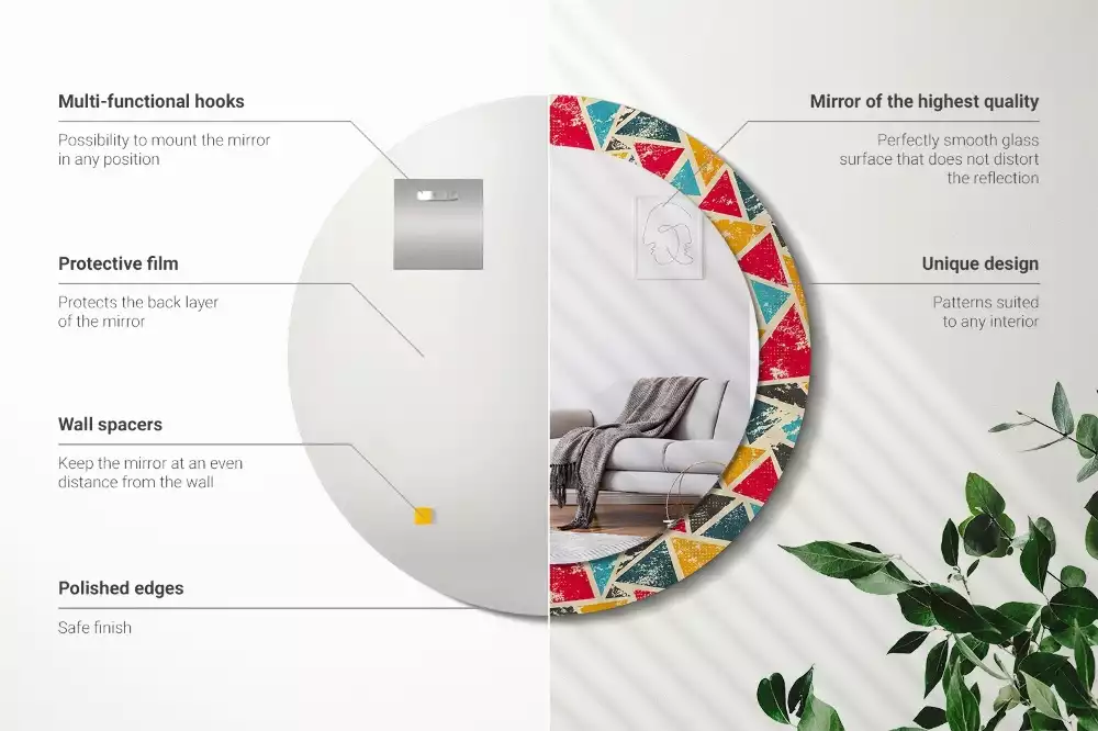 Miroir rond avec décoration Composition rétro