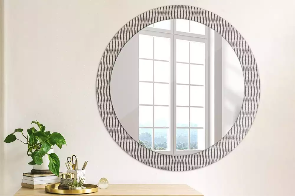 Miroir rond cadre avec impression Motif géométrique à pois