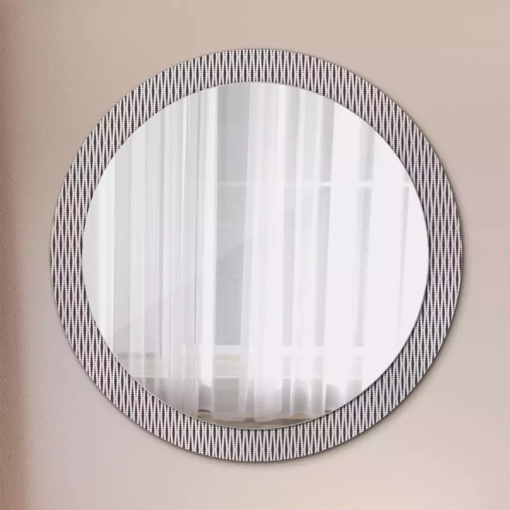 Miroir rond cadre avec impression Motif géométrique à pois